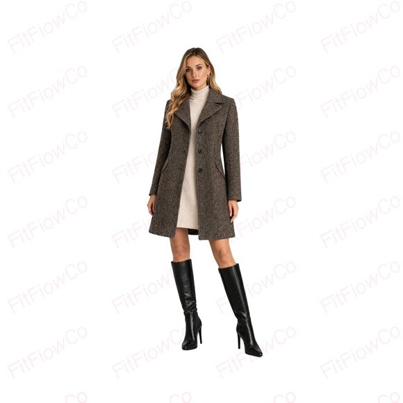 GUESS Jackets & Blazers - GUESS Brown Wool Blend Bouclé Tweed Coat A-Line Button Front Jacket Size M
